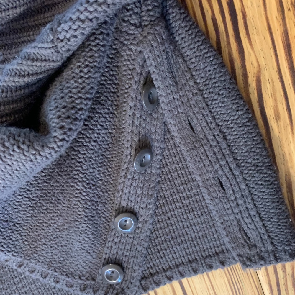 Tulle 3/4 Sleeve Split Side V-neck Wool Dress - Picture 6 of 6